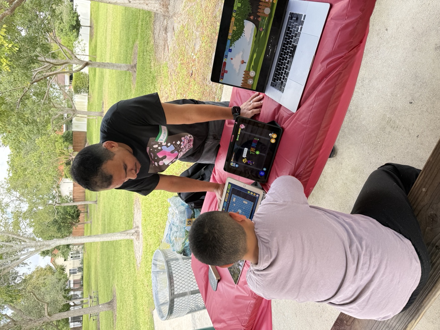 Think! Brain Zone in action — a child plays the game at our outdoor community se