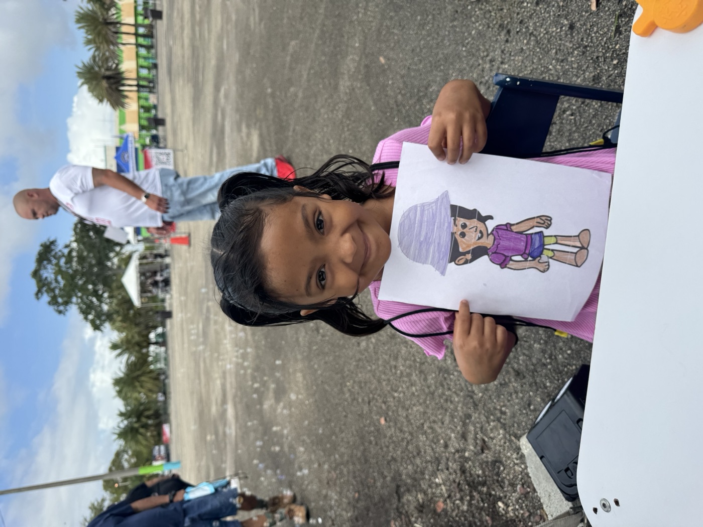 Character artwork displayed with pride — this child colored every inch with inte